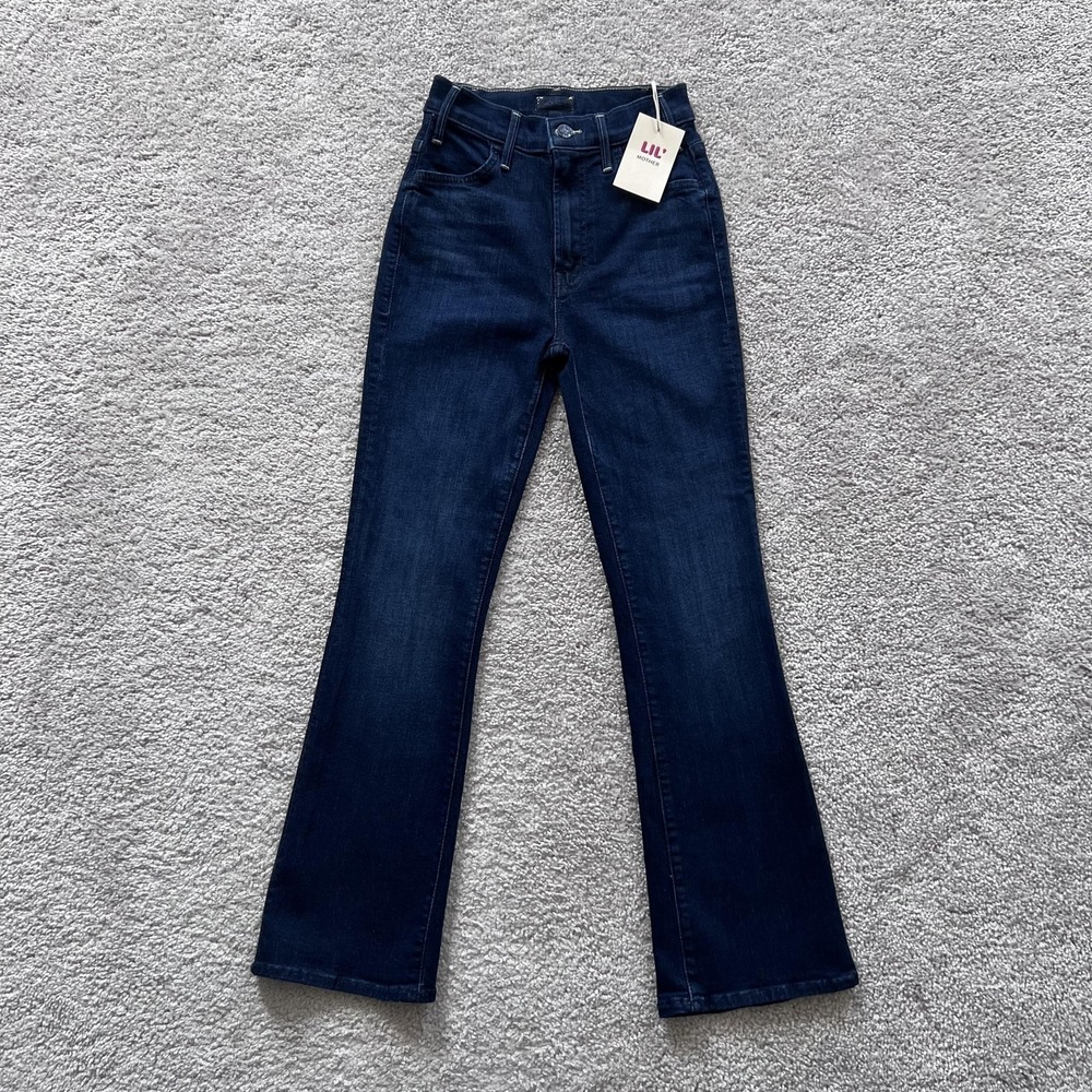 MOTHER Dark Indigo Cropped Flare Jeans